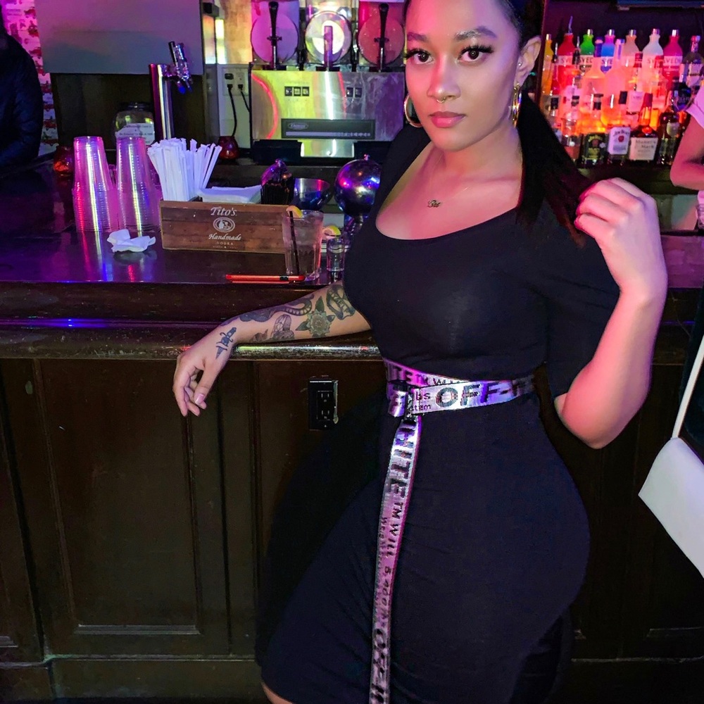 Simple black midi dress